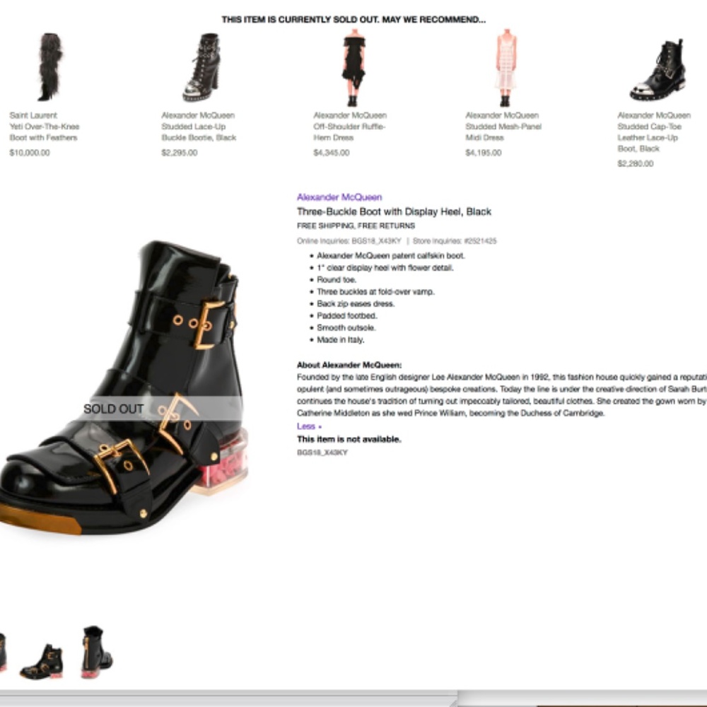 Alexander McQueen buckle boots booties with flower petal rosebud heels 38/8/7.5 - Picture 7 of 8